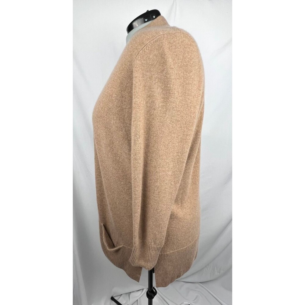 L.L.BEAN Women 2X 100% Cashmere Cardigan Sweater Camel Tan Open Front Pockets - Picture 6 of 12